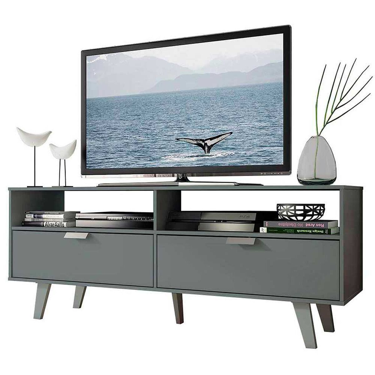 Rack TV Vekkahome Oslo Hasta 55" Gris