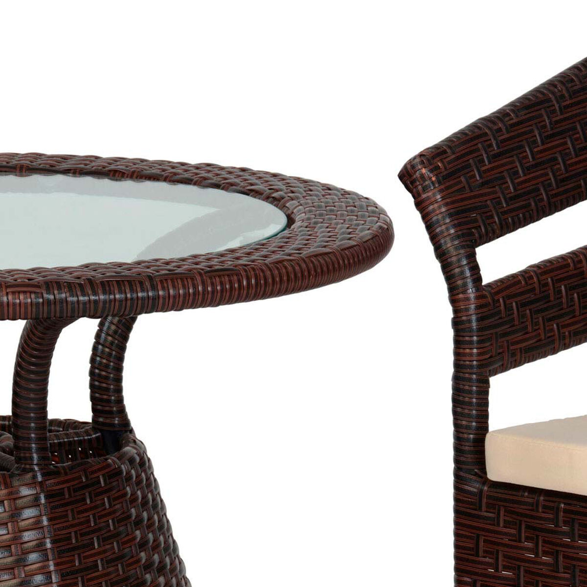 Set de Terraza Rattan PVC Spazzio Borneo 2 Sillas Café
