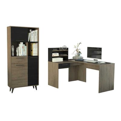 Imagen 2 del producto Escritorio + Biblioteca TuHome Bilbao Miel Wengue