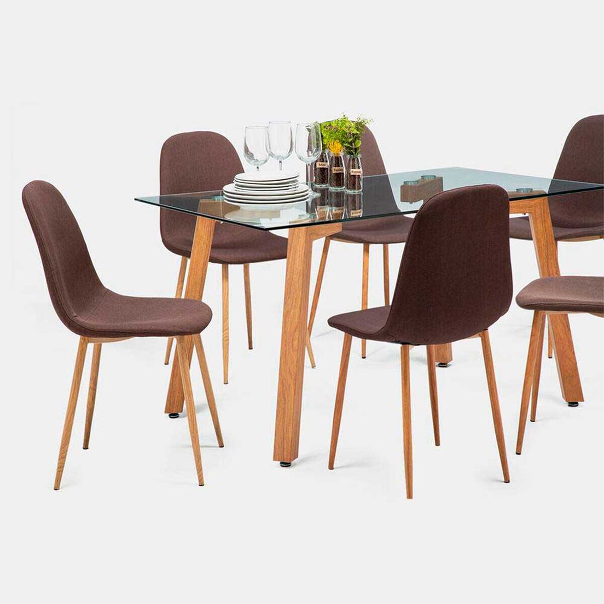 Juego de Comedor Spazzio Jockey Natural 6 Sillas