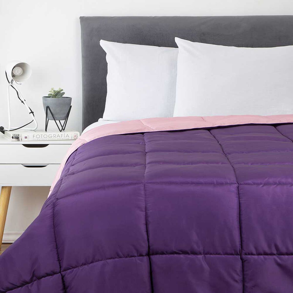 Plumón Bicolor Casanova 1,5 Plazas Mora Rosa