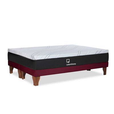 Imagen 1 del producto Cama Europea Latam Home Base Dividida Súper King Zen Top Foam Soft Velvet Burdeo