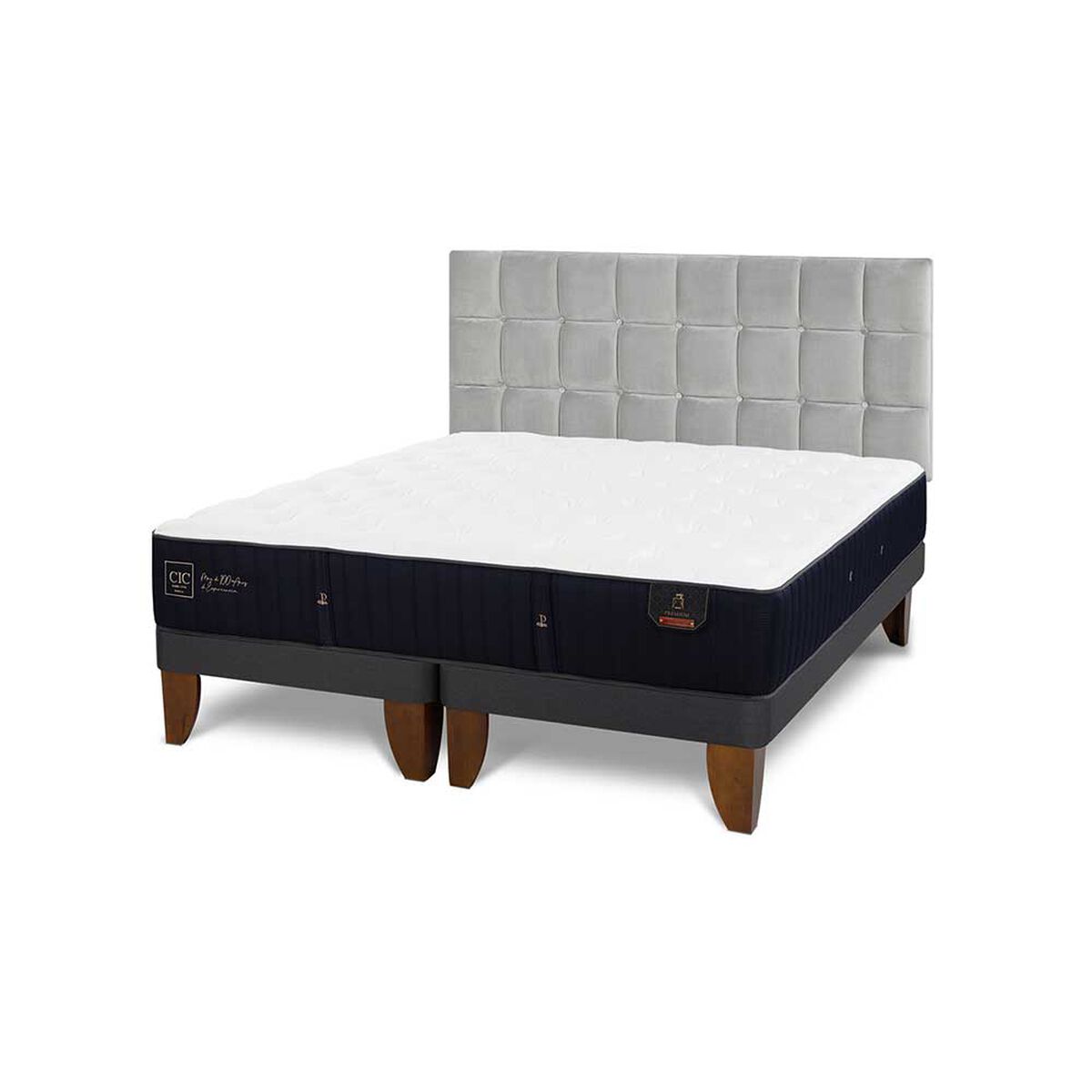 Cama Europea CIC Base Dividida 2 Plazas Premium + Respaldo Sile