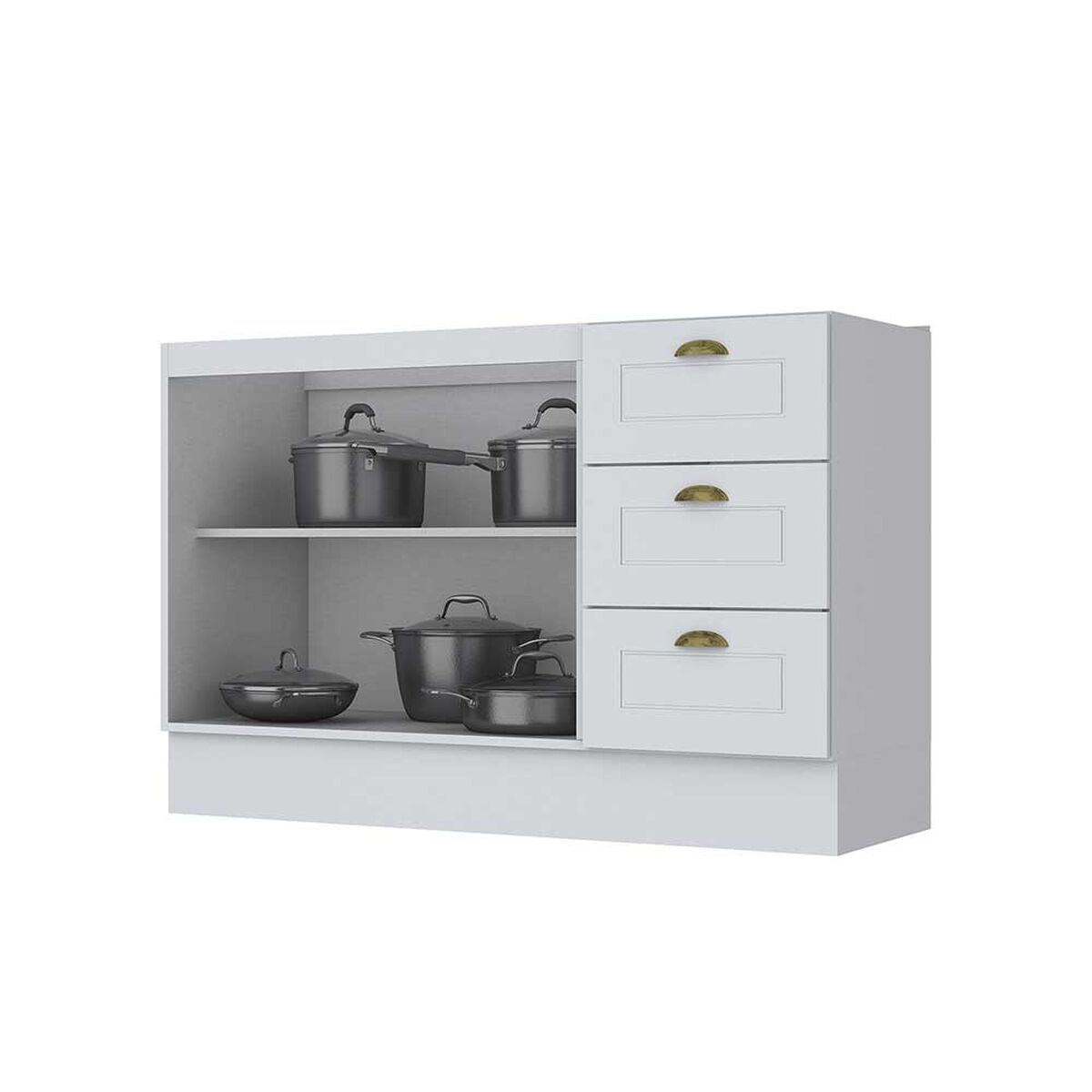 Mueble de Cocina Base Home Mobili Tulum 3 Cajones 2 Puertas Blanco