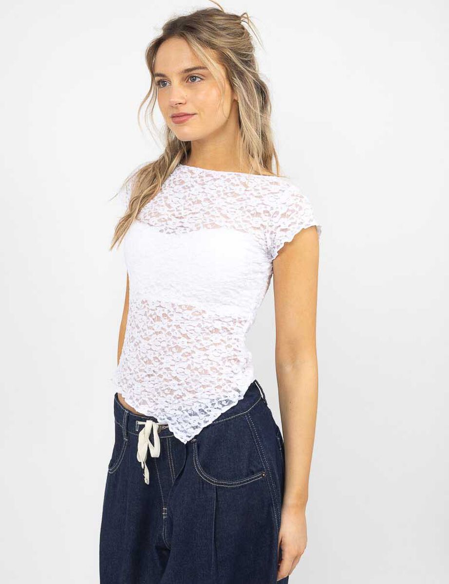Polera Asimétrica Encaje Mujer Icono