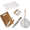 Set Parrillero Wayu Tabla + Tabla Cuchillo Tenedor + Rejilla Redonda + Cuchillo Chef + Garra de Oso