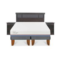 Cama Europea CIC Base Dividida 2 Plazas Excellence Plus + Respaldo + 2 Veladores Dublin