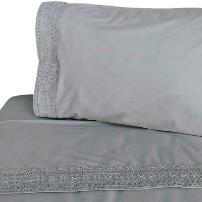 Juego de Sábanas Illusions 180 Hilos 1,5 Plazas Broderie Gris
