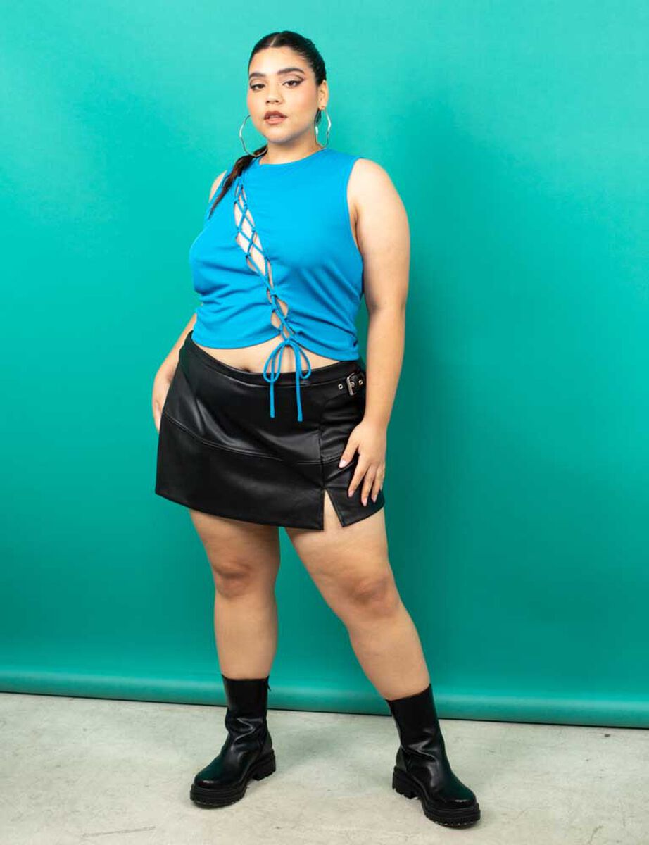 Falda Short Ecocuero Mujer Icono