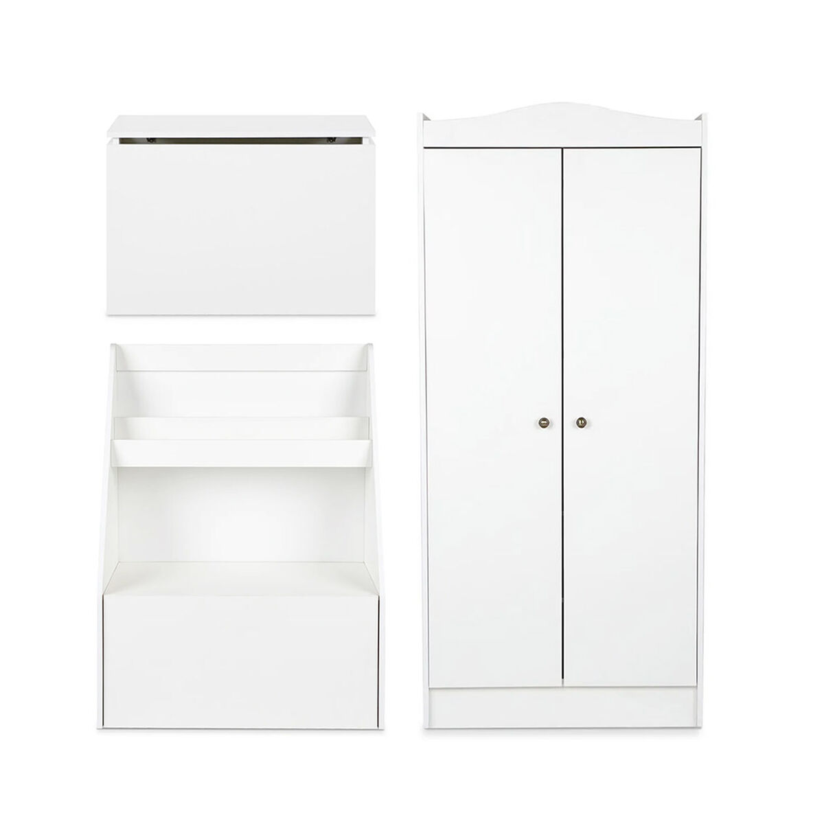 Combo Infantil Closet + Librero + Ba&uacute;l CIC Blanco