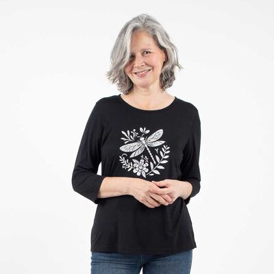 Polera Manga 3/4 Mujer Portman Club Negro