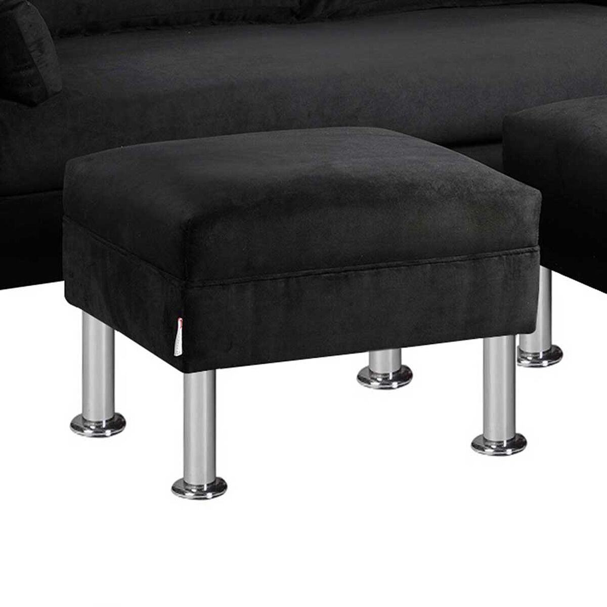 Juego de Living Bodevir Sky Felpa 12 Sofá 3 Cuerpos + Dos Pouf 1 Cuerpo Negro 