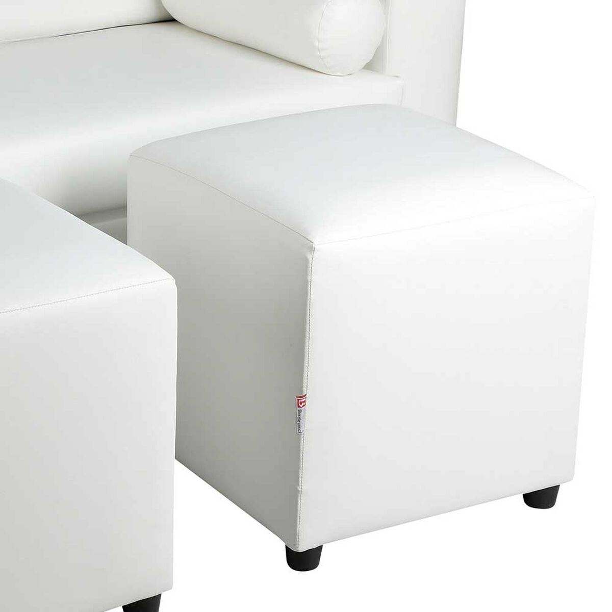 Juego de Living Bodevir Vivo PU 30 Sof&aacute; 3 Cuerpos + Dos Pouf 1 Cuerpo Blanco&nbsp;