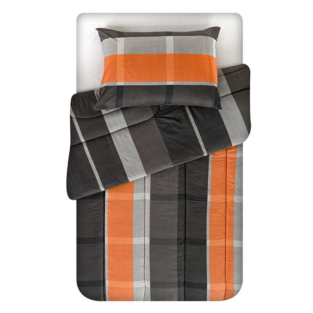 Plum&oacute;n American Family 1,5 Plazas Franjas Naranjo