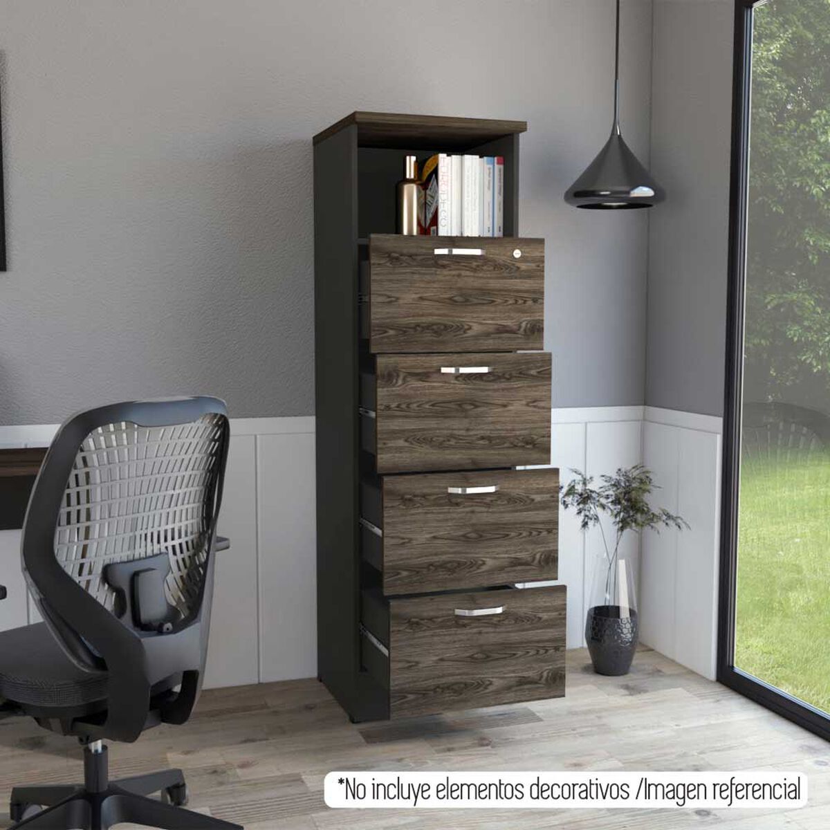 Mueble Archivador TuHome Home Office 4 Cajones Negro Soft Co&ntilde;ac