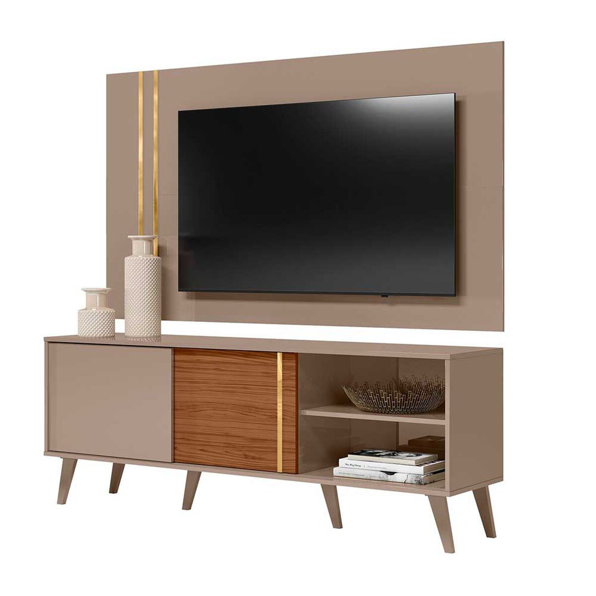 Rack TV Cronos Altavision Hasta 60" Café Gris Perla