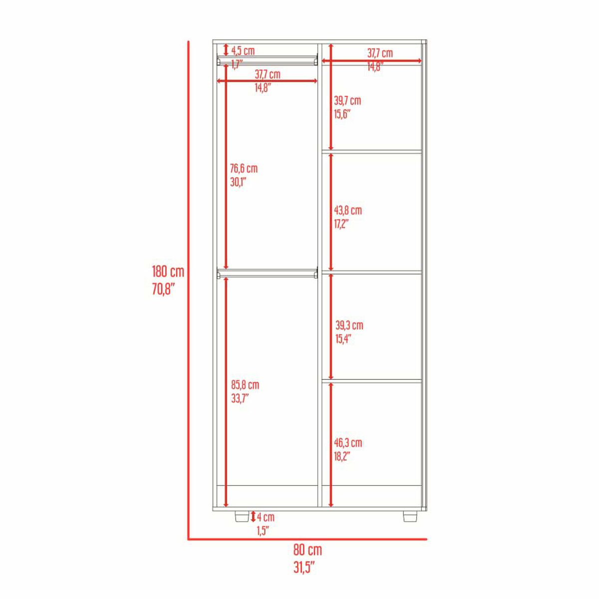 Closet Tuhome Tera 2 Puertas Fresno Europeo-Wengue
