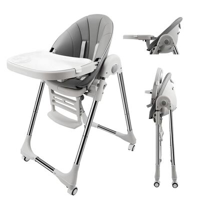 Silla de Comer Lubabycas Plegable con Ruedas Gris