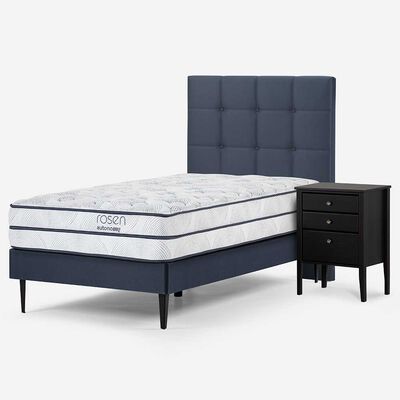 Imagen 2 del producto Cama Europea Rosen 1,5 Plazas Autonomy + Respaldo + Velador Issey Azul