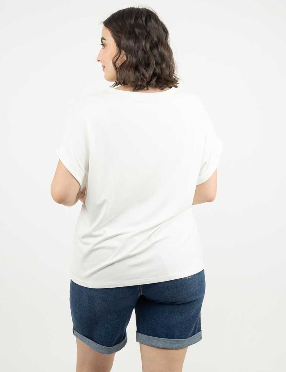 Polera Con Estampado Manga Corta Mujer Extralindas