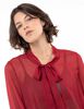 Blusa Transparente Nudos Manga Larga Mujer Zibel