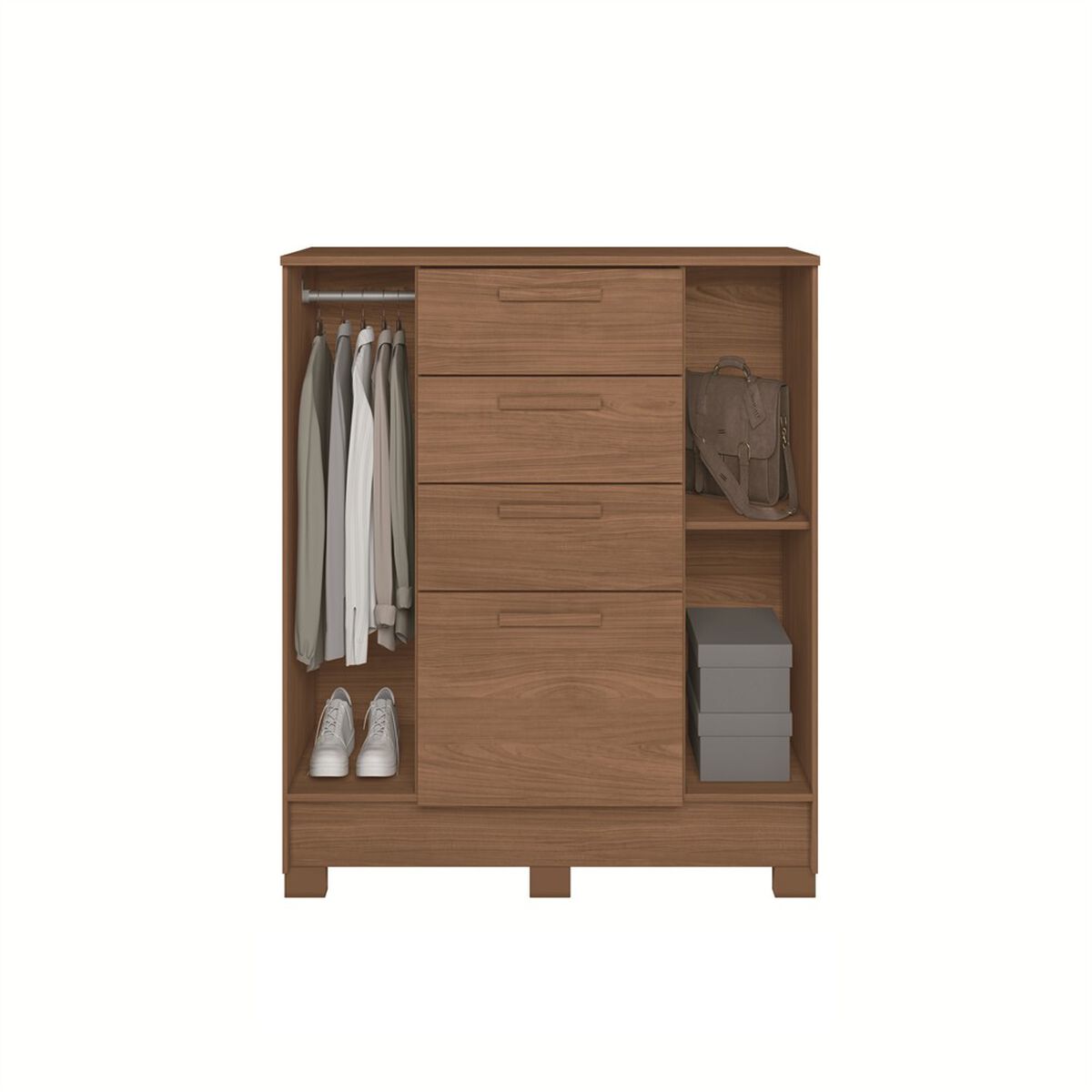 C&oacute;moda Altavision Pinhais 4 Cajones 2 Puertas Caf&eacute;