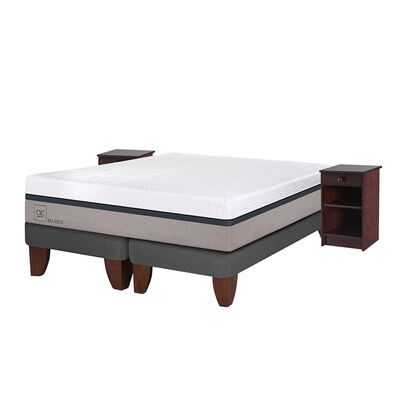 Imagen 2 del producto Cama Europea CIC Base Dividida 2 Plazas Balance + 2 Veladores New Dublin Chocolate