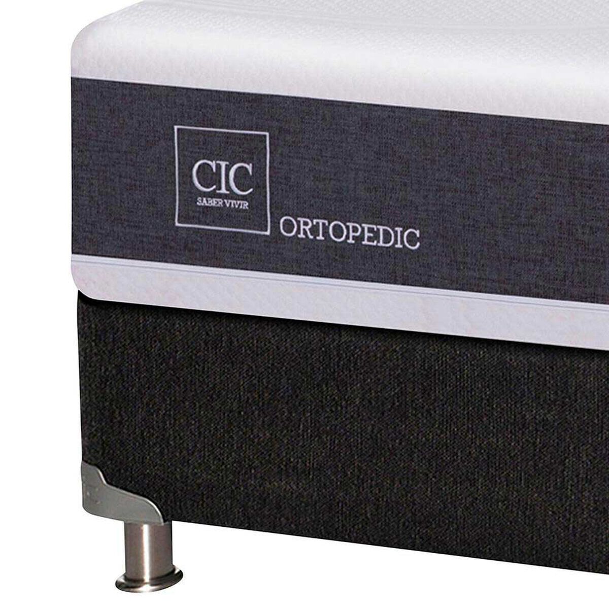 Box Spring CIC 1,5 Plazas New Ortopedic + Respaldo + Velador New Gales