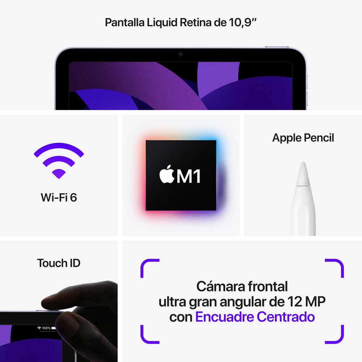 Tablet Apple iPad Air Chip M1 256GB 10,9" Gris Espacial