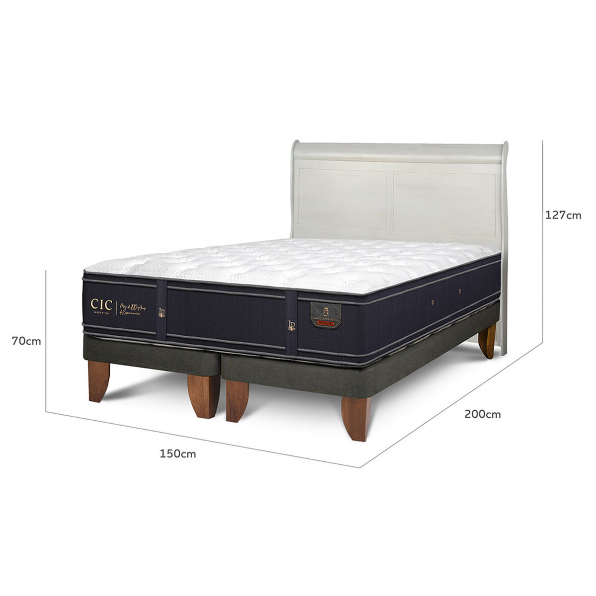 Cama Europea CIC Base Dividida 2 Plazas Grand Premium + Respaldo Miro Alpino