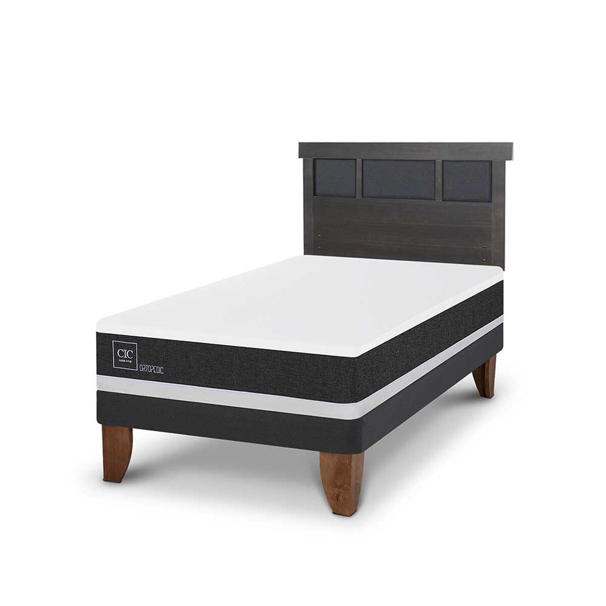 Cama Europea CIC 1,5 Plazas Ortopedic + Respaldo Dublin