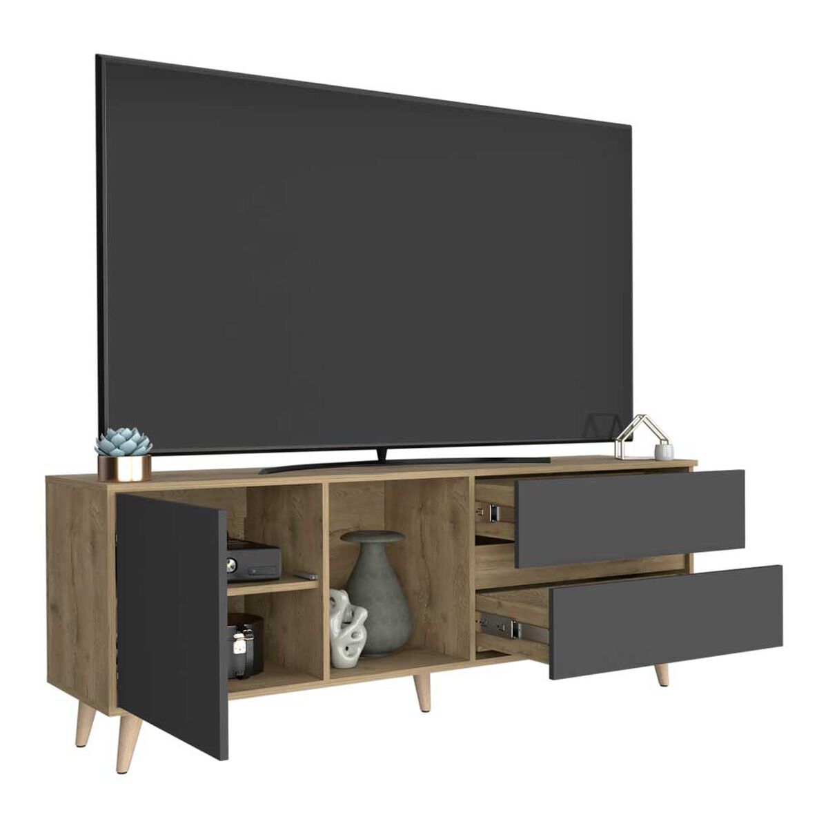 Rack TV TuHome Salem Hasta 65" Macadamia Plomo