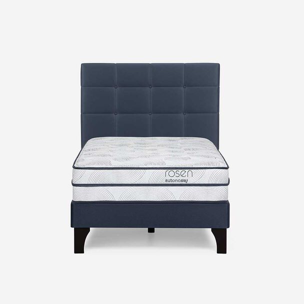 Cama Europea Rosen 1,5 Plazas Autonomy Sky + Respaldo