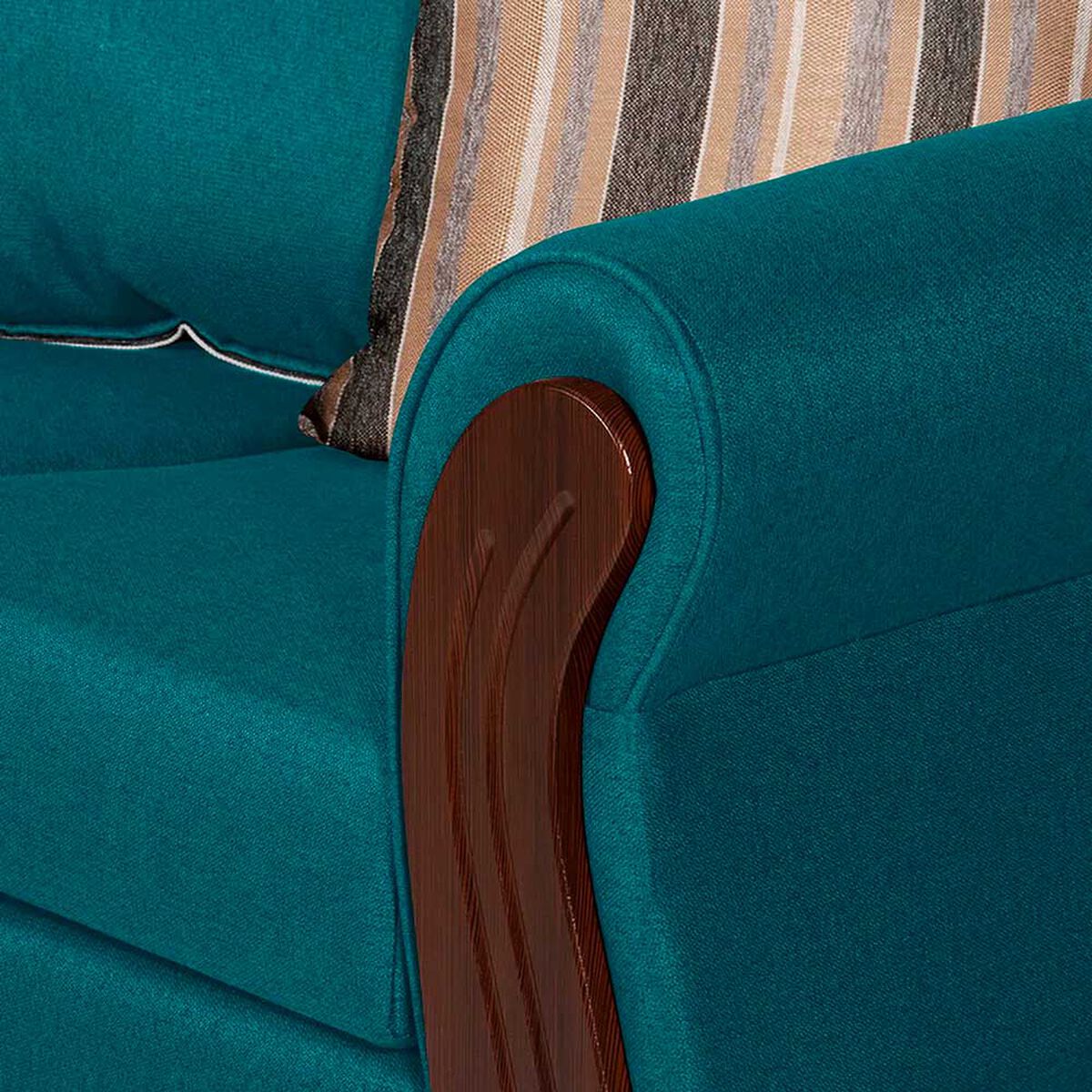 Juego de Living Ruzam Mobel Atenas Sofá 3 Cuerpos + Dos Sillones 1 Cuerpo Lino Turquesa