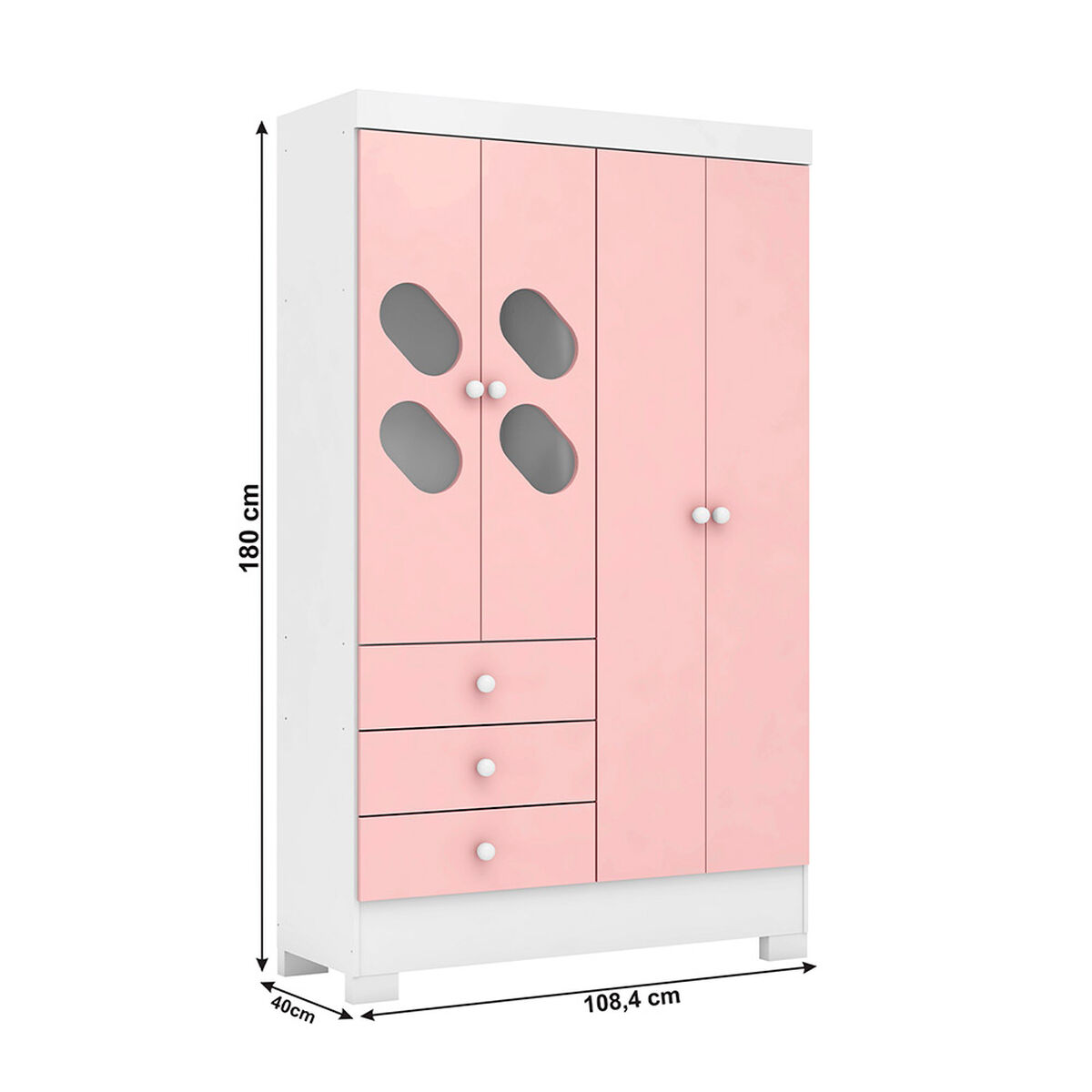 Closet Di Poretti Design Ciranda 3 Cajones 4 Puertas Rosado Nude