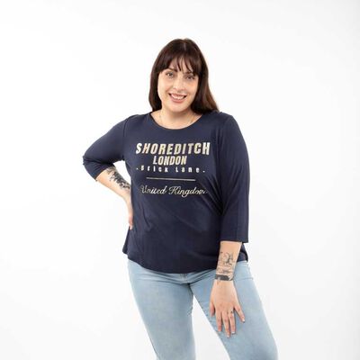 Polera Con Estampado Manga 3/4 Mujer Extralindas