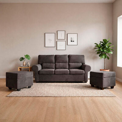 Sof&aacute; Muebles MPR Boston 3 Cuerpos + 2 Pouf Negro