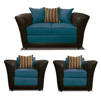 Juego de Living Elegant Detail Minesota Sofá 2 Cuerpos + Dos Sillones 1 Cuerpo Azul