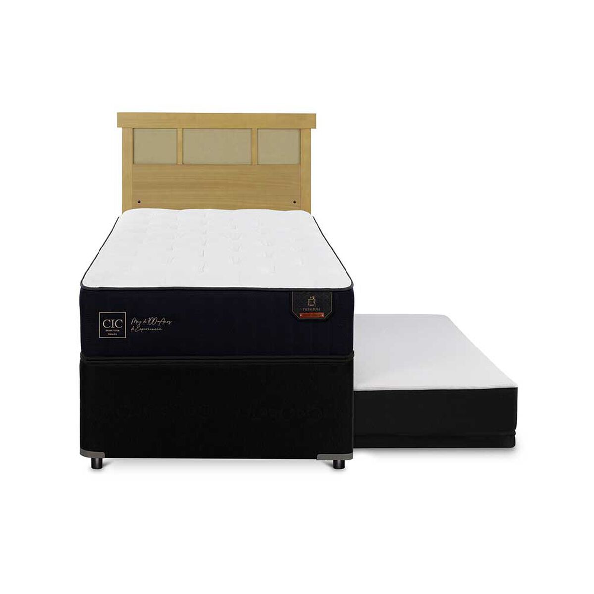 Cama Nido CIC 1,5 Plazas Premium + Respaldo Dublin Mostaza
