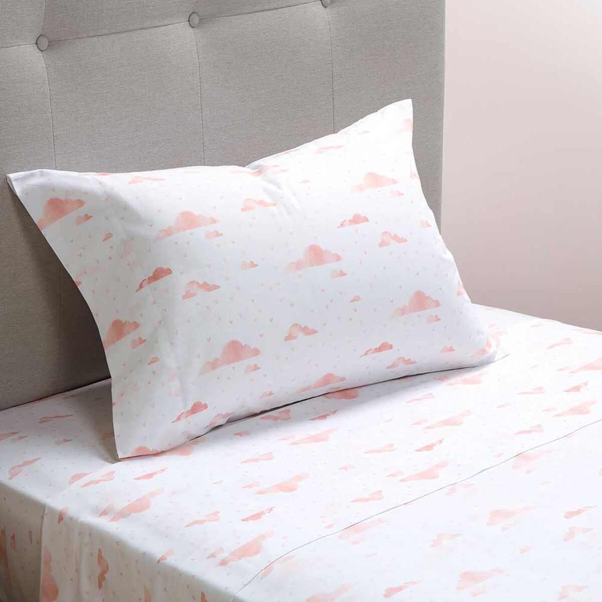 Juego de S&aacute;banas Rosen 1,5 Plazas Kids Nubes Rosa
