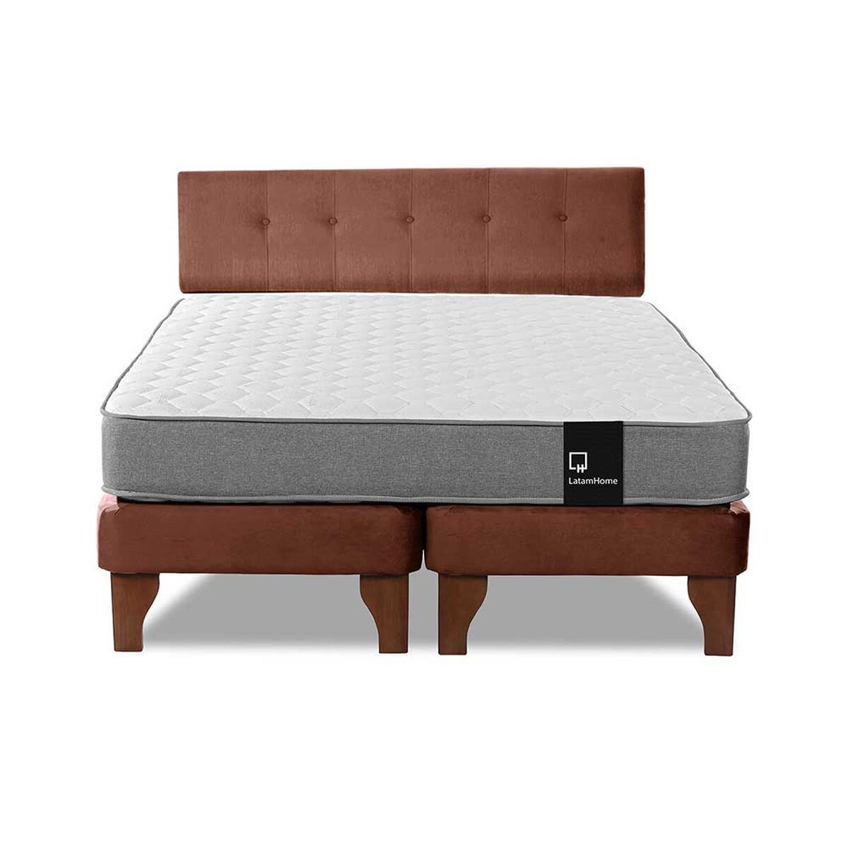 Cama Europea Latam Home Base Dividida 2 Plazas Zen Best Chocolate + Respaldo