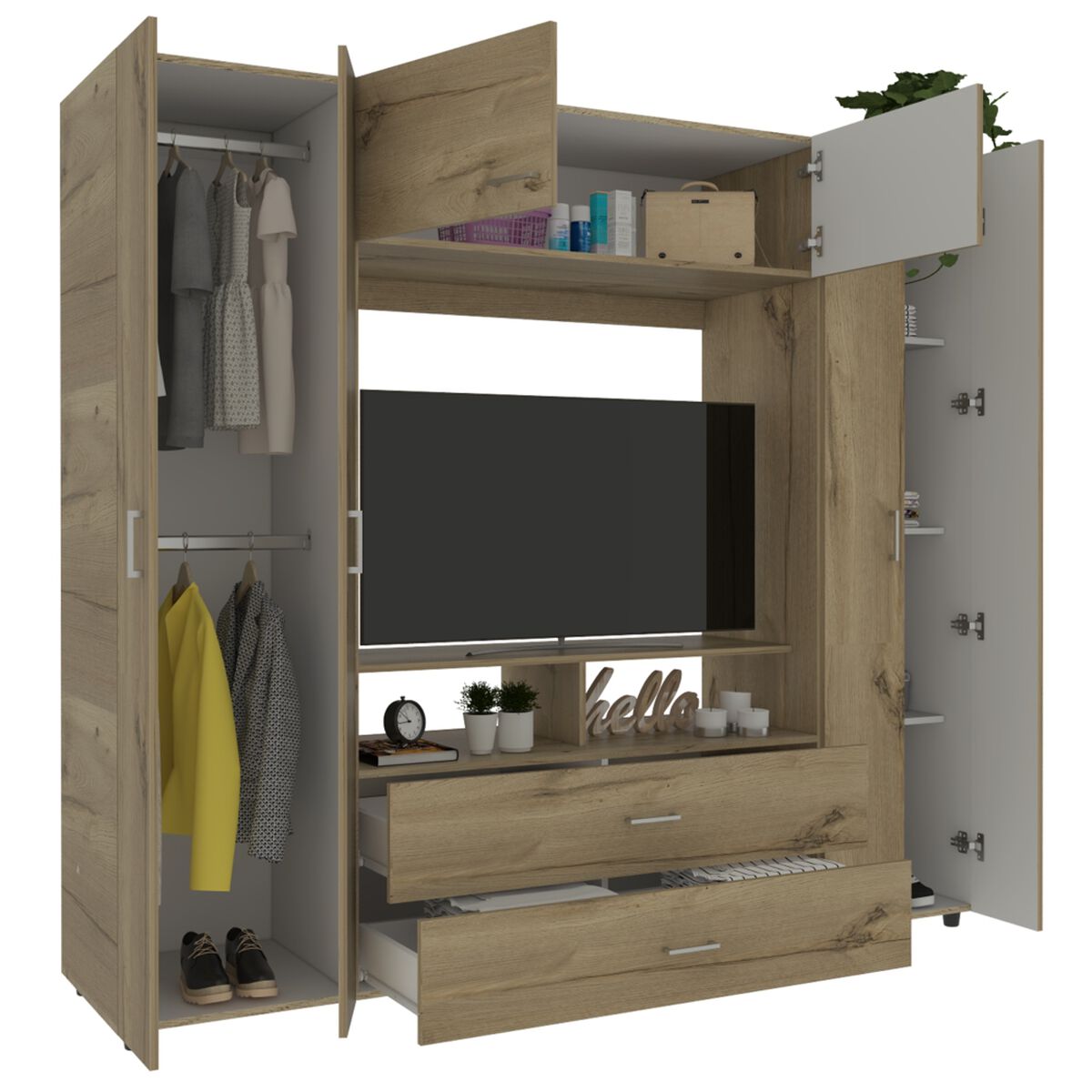 Clóset TuHome Z-200 8 Puertas 2 Cajones Duna/Blanco