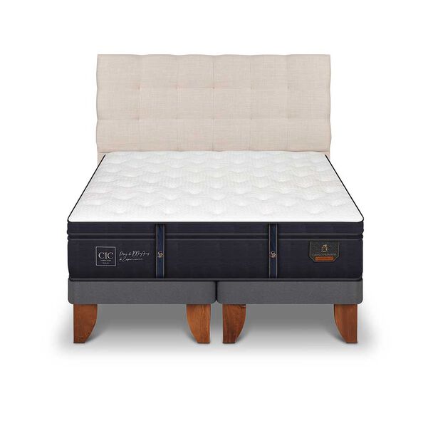 Cama Europea CIC Base Dividida King Grand Premium + Respaldo Ebro