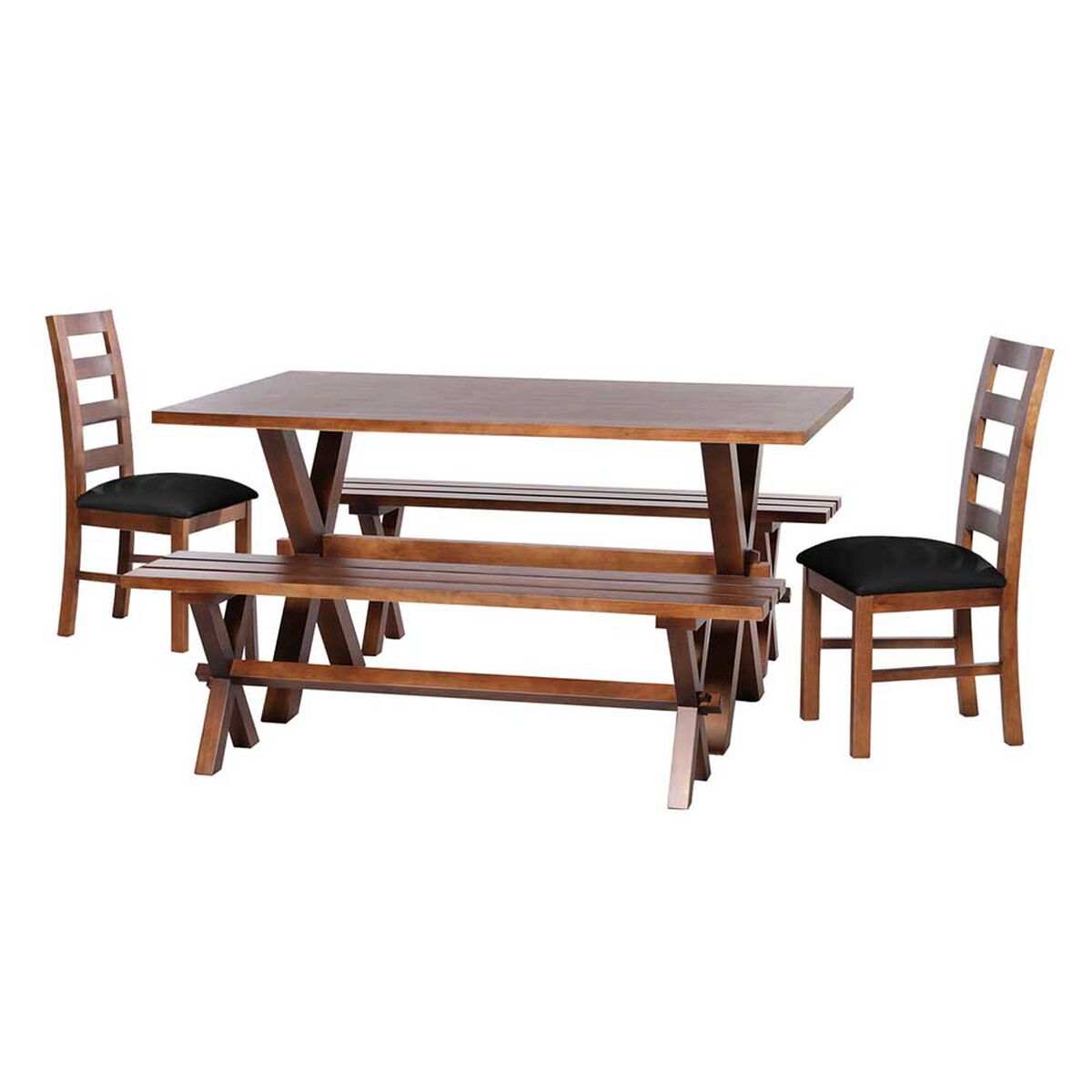 Juego de Comedor Latam Home Sevilla Granada 2 Sillas + 2 Bancas PU Negro