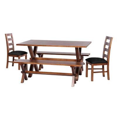 Juego de Comedor Latam Home Sevilla Granada 2 Sillas + 2 Bancas PU Negro