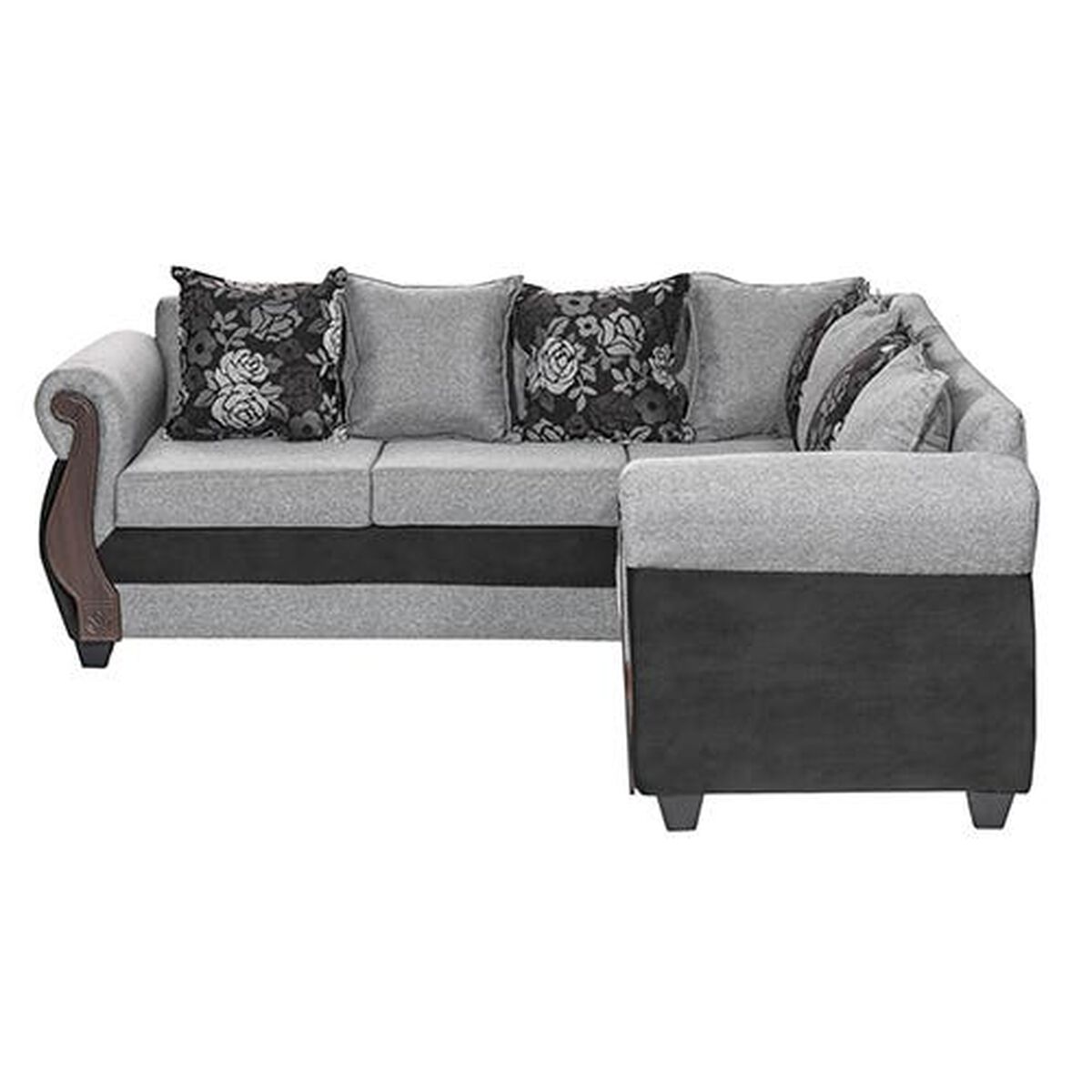 Sofá Seccional Intercambiable Essenza Bugambilia 5 Cuerpos Gris Negro