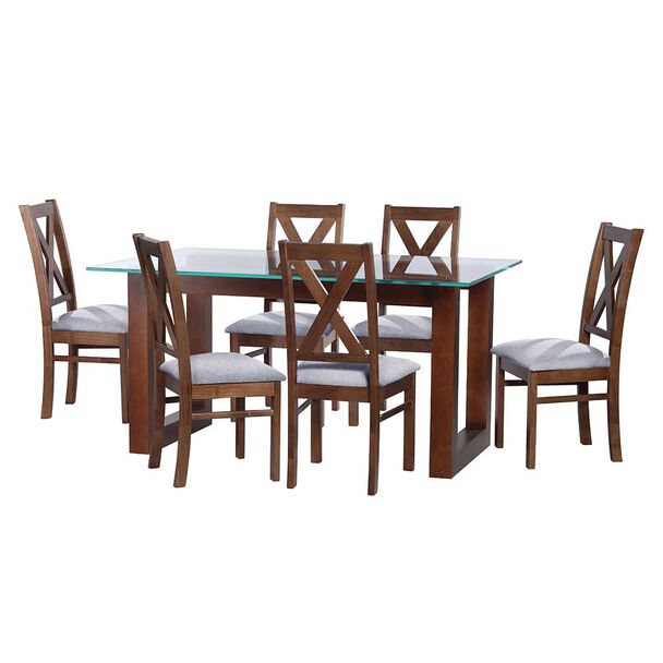 Juego de Comedor Latam Home Pamplona Girona 6 Sillas Lino Gris Oscuro