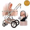 Coche Travel System con Accesorios Rosado Luxury LuBabycas