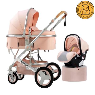 Coche Travel System con Accesorios Rosado Luxury LuBabycas