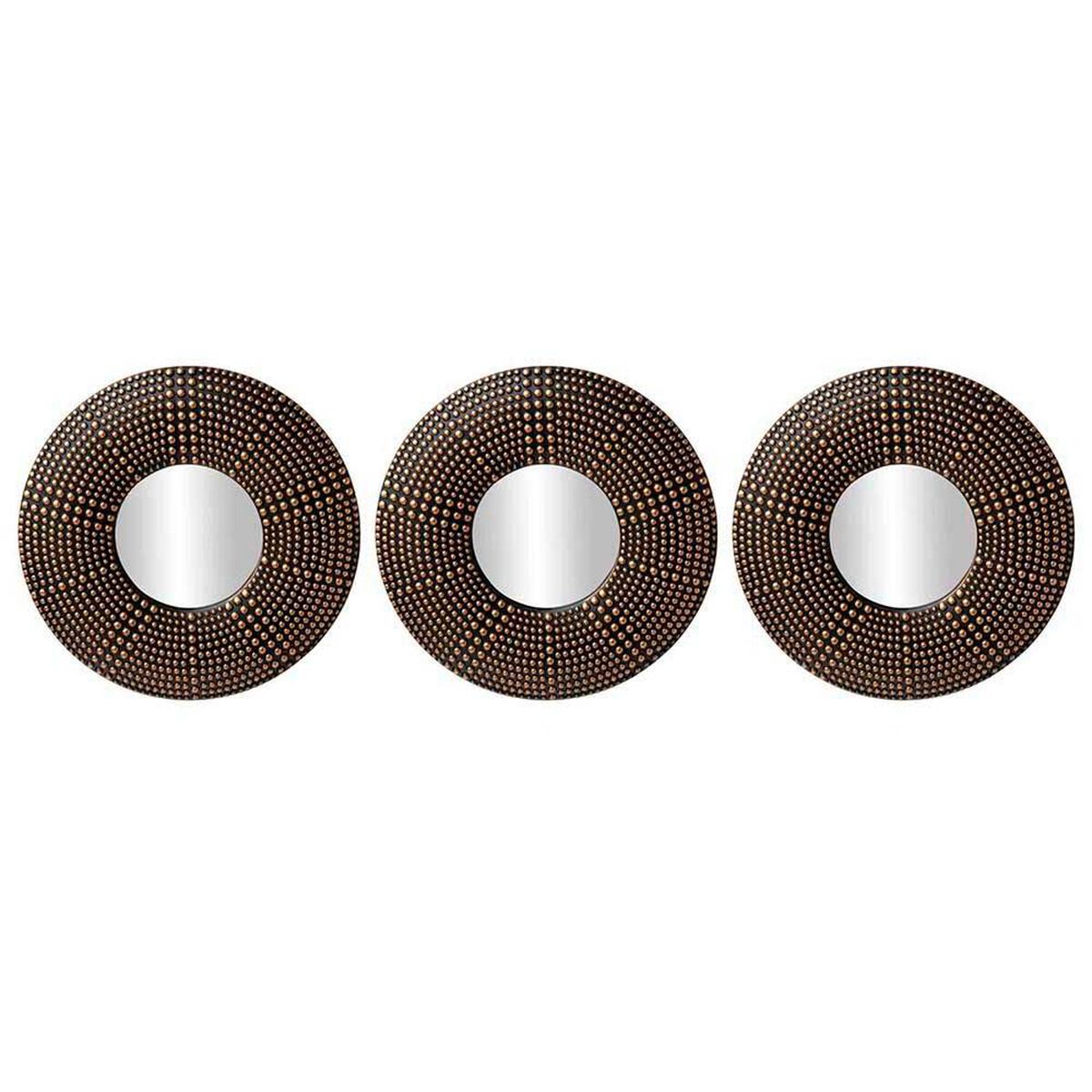 Set 3 Espejos Pl&aacute;stico Vgo para Colgar Circular 25 cm Dorado